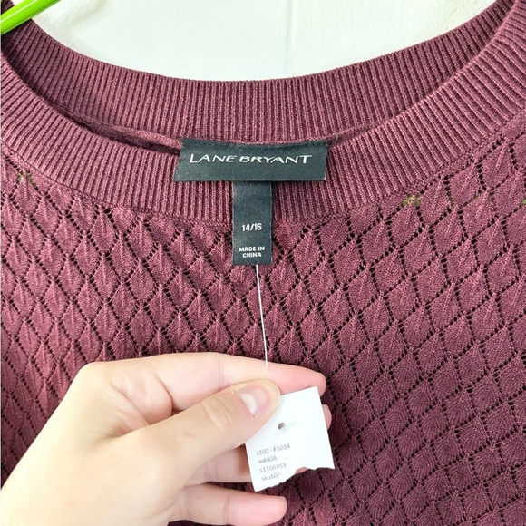 Lane Bryant maroon knit long sleeve crewneck sweater size 14/16 new - Picture 2 of 4